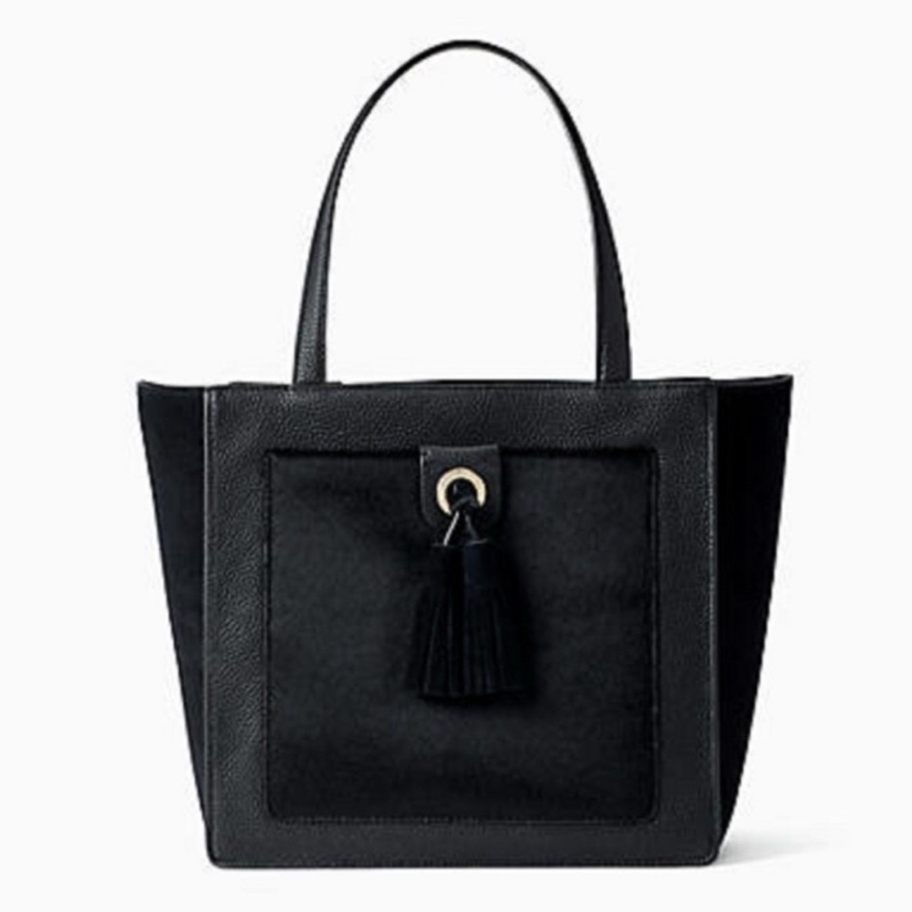 Kate Spade Kassandra Sequoia Avenue Tote Black suede leather EUC‎
